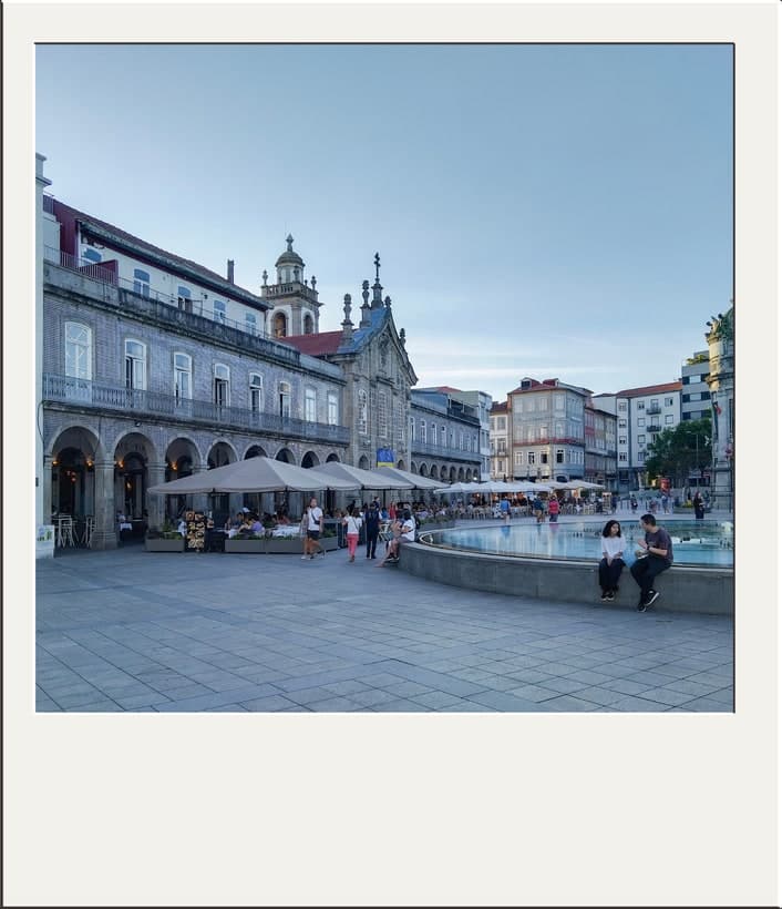 A Polaroid photo of the main square in Braga, Portugal, where Foster was living the day of his heart attack.